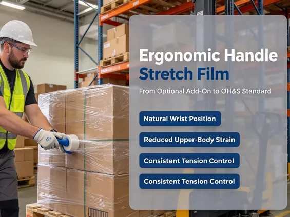 Ergonomisk sträckfilm med handtag: valfritt tillägg – eller den nya OH&S-standarden för lagerverksamhet?